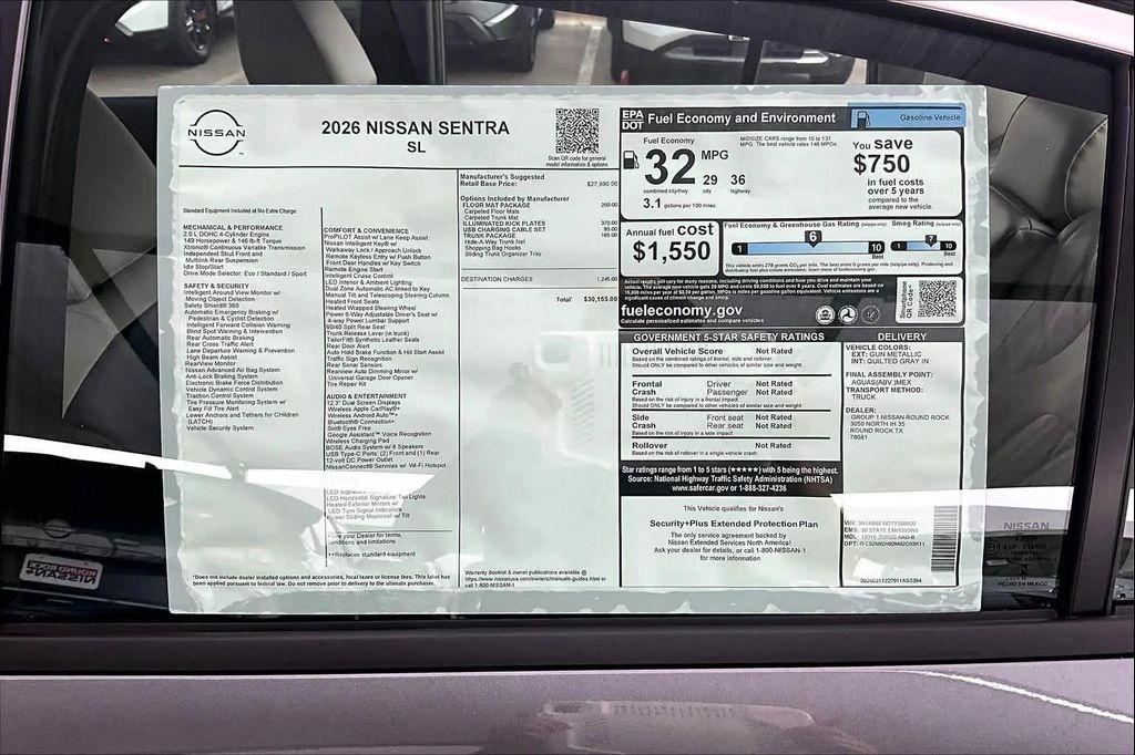 new 2026 Nissan Sentra car, priced at $29,880