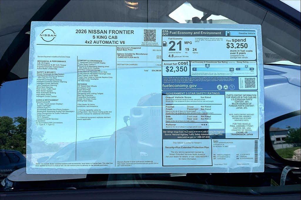 new 2026 Nissan Frontier car, priced at $32,115