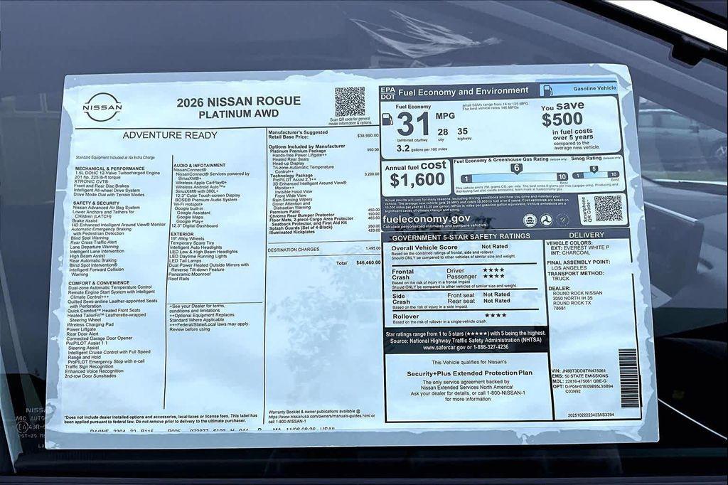 new 2026 Nissan Rogue car, priced at $40,525