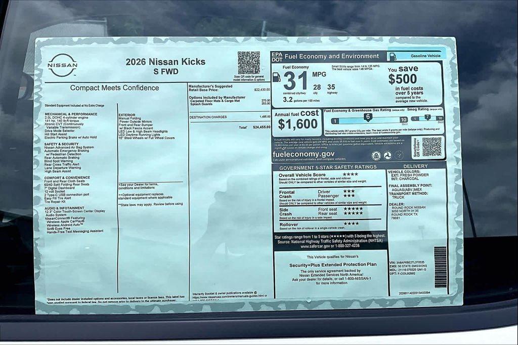 new 2026 Nissan Kicks car, priced at $24,680