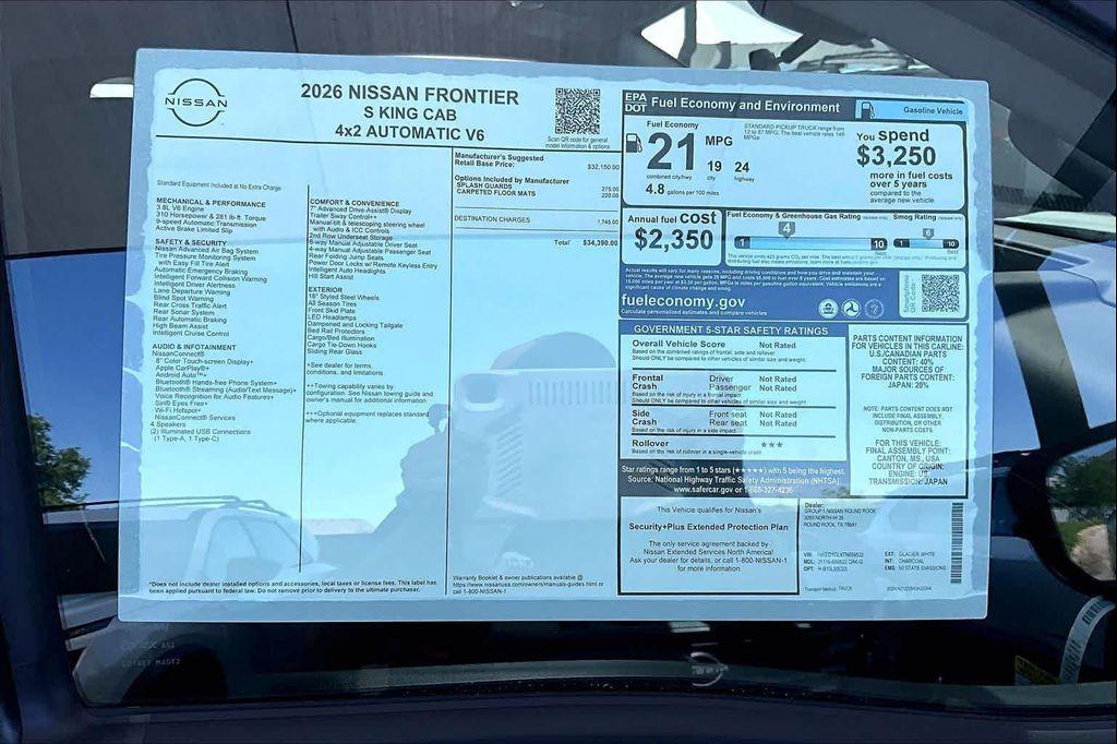 new 2026 Nissan Frontier car, priced at $32,115