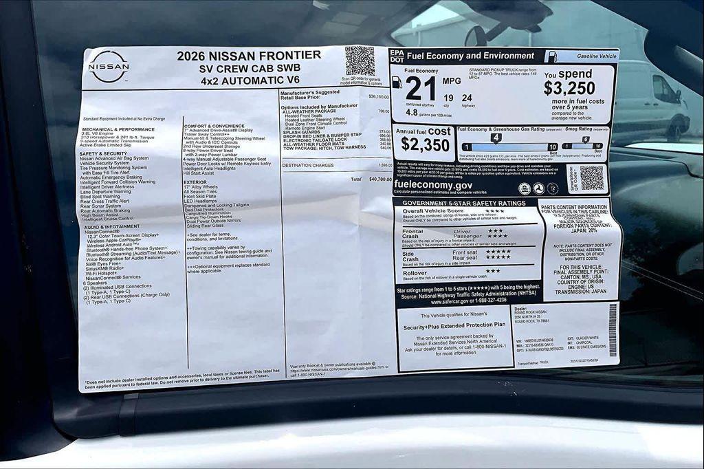 new 2026 Nissan Frontier car, priced at $37,425