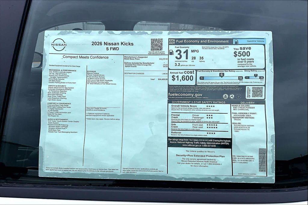 new 2026 Nissan Kicks car, priced at $23,955