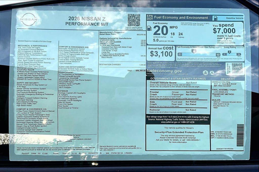 new 2026 Nissan Z car, priced at $56,584