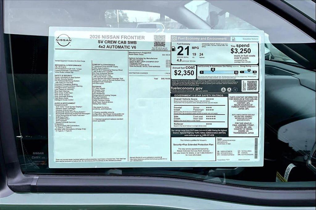 new 2026 Nissan Frontier car, priced at $36,840