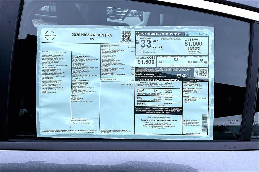 new 2026 Nissan Sentra car, priced at $26,140