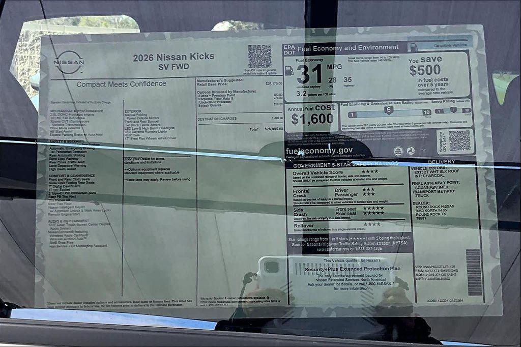 new 2026 Nissan Kicks car, priced at $25,249