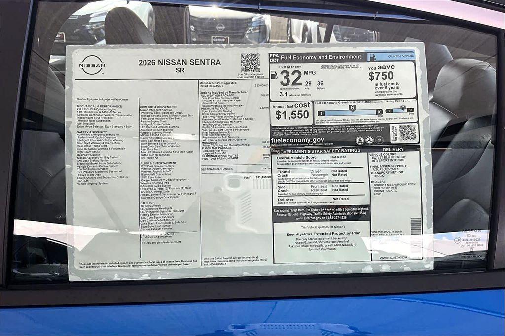 new 2026 Nissan Sentra car, priced at $31,180