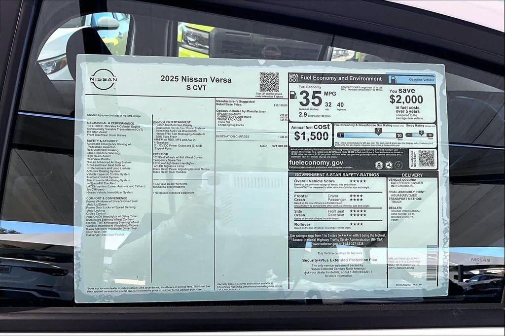 new 2025 Nissan Versa car, priced at $21,000