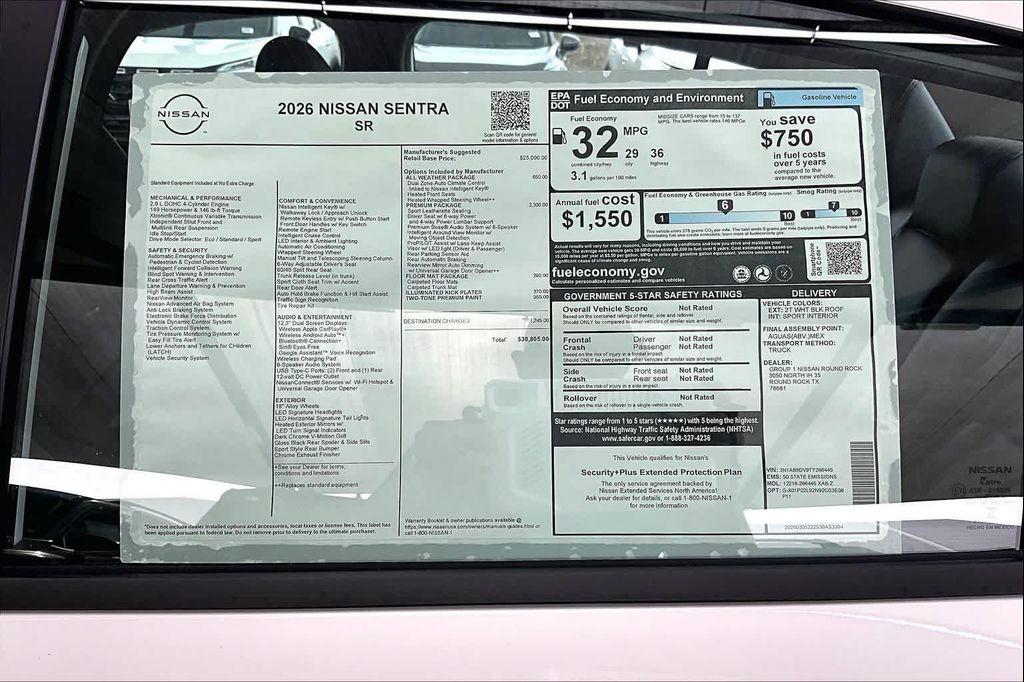 new 2026 Nissan Sentra car, priced at $30,530