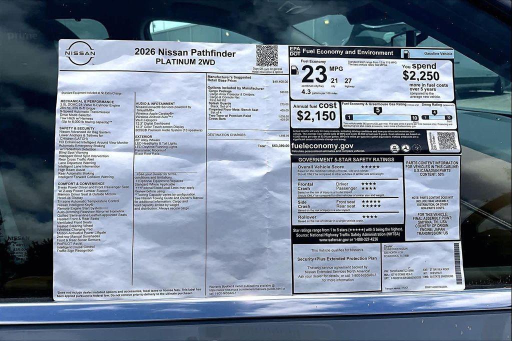 new 2026 Nissan Pathfinder car, priced at $50,115