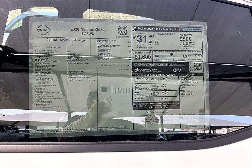 new 2026 Nissan Kicks car, priced at $25,650