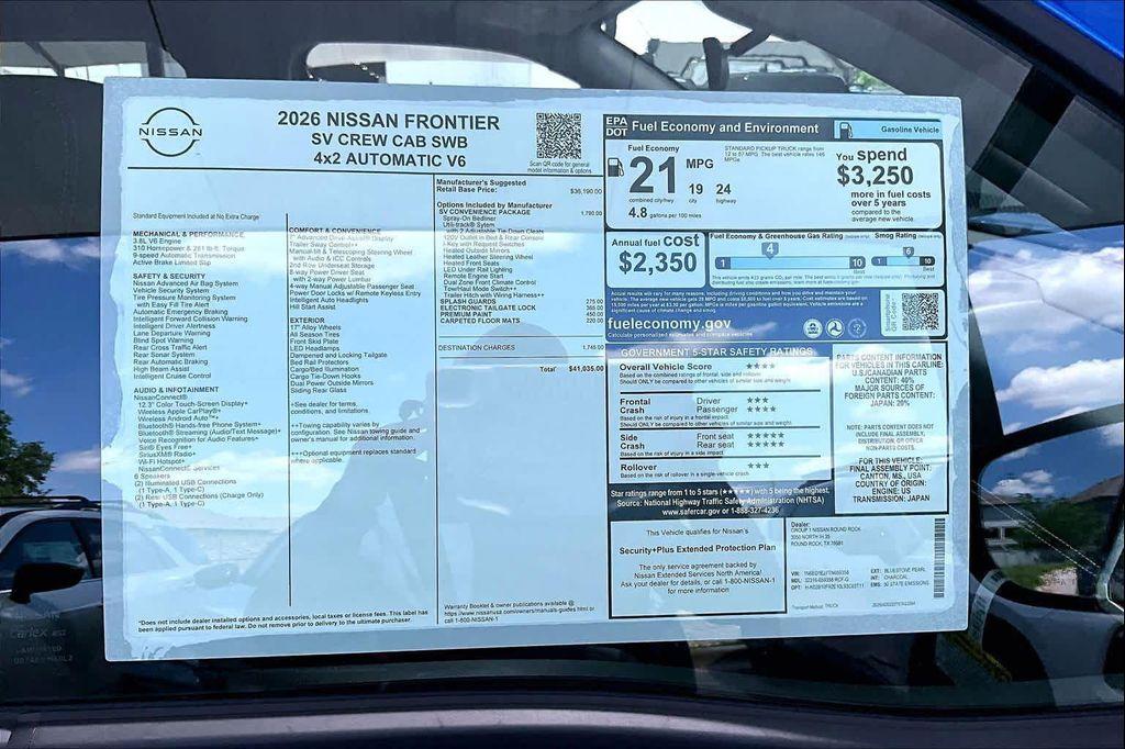 new 2026 Nissan Frontier car, priced at $37,760
