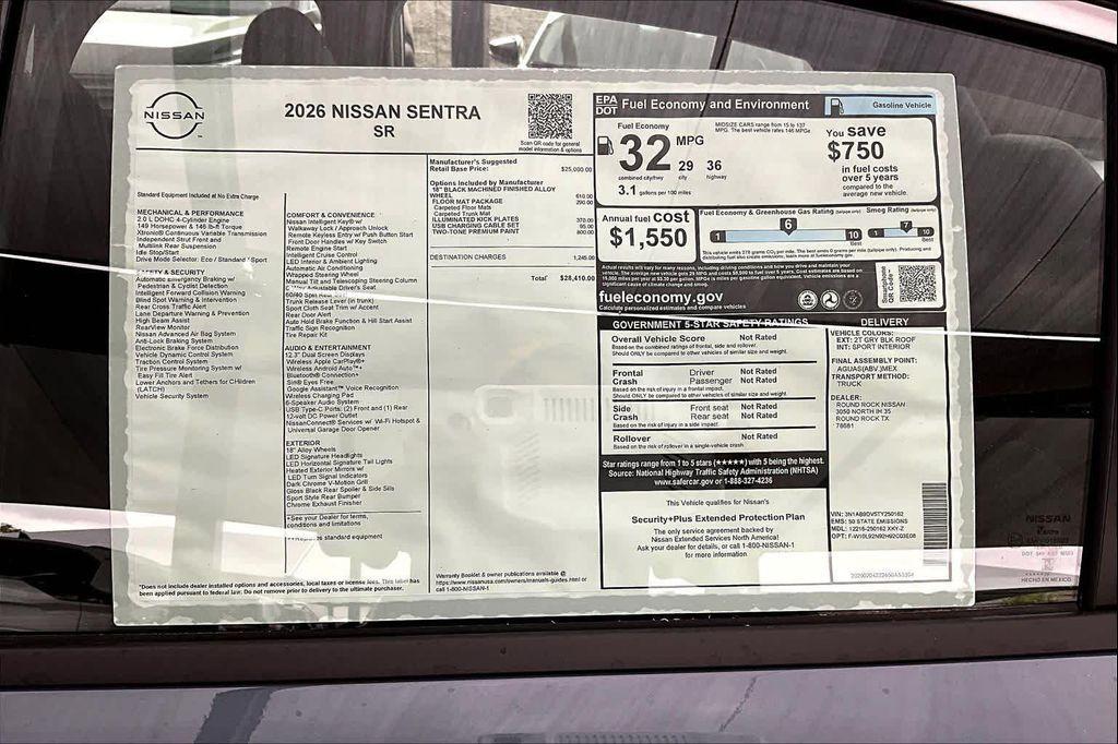 new 2026 Nissan Sentra car, priced at $28,135