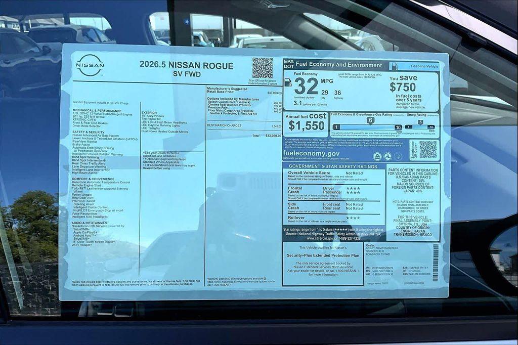 new 2026 Nissan Rogue car, priced at $29,725