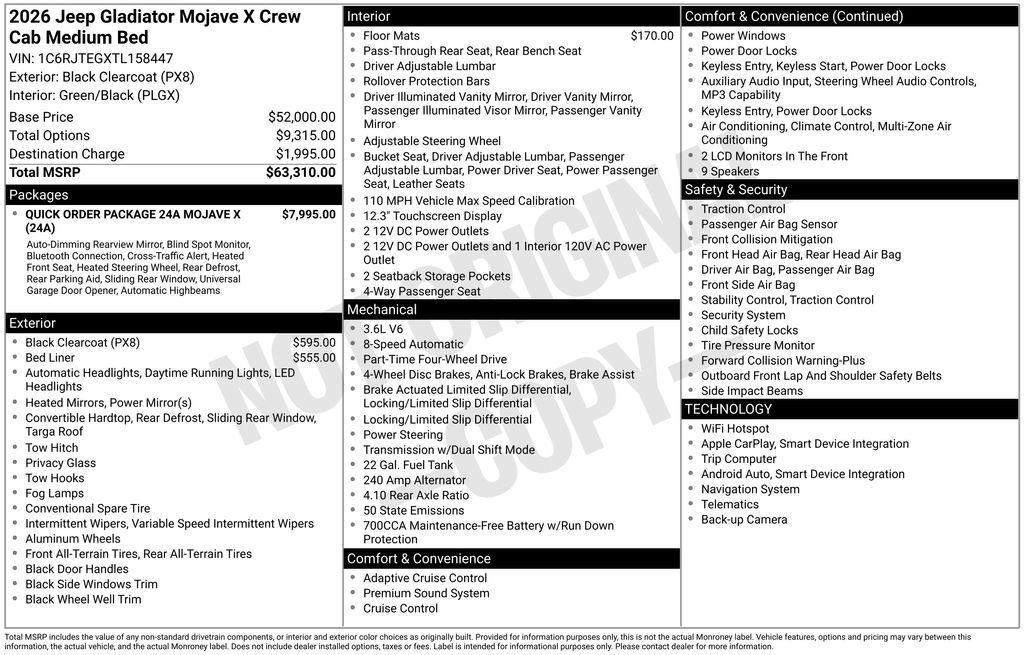 new 2026 Jeep Gladiator car, priced at $58,093