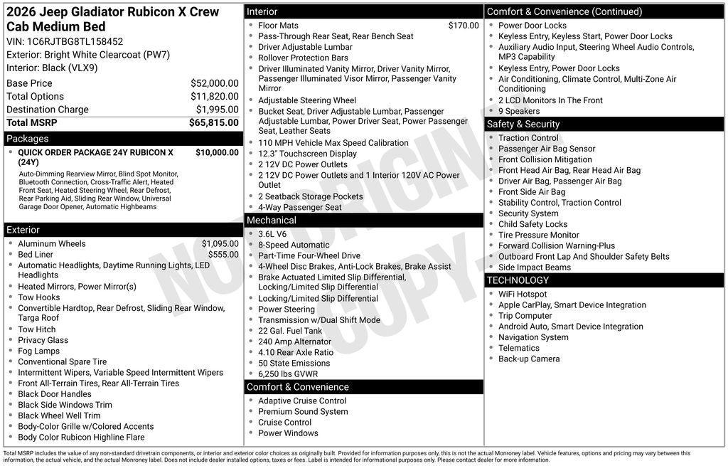 new 2026 Jeep Gladiator car, priced at $58,847
