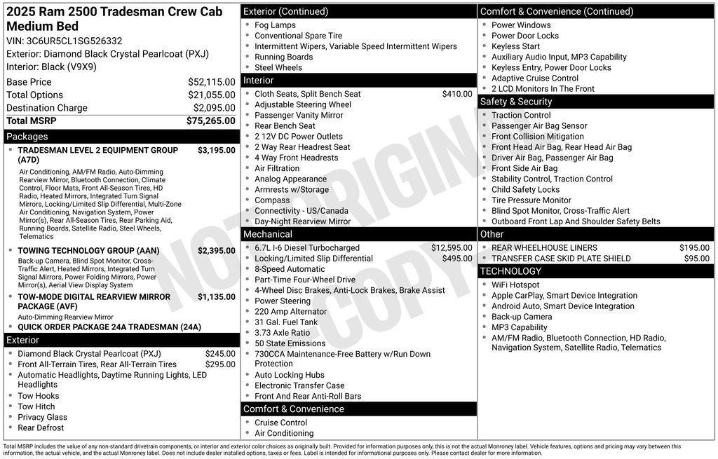 new 2025 Ram 2500 car, priced at $63,101