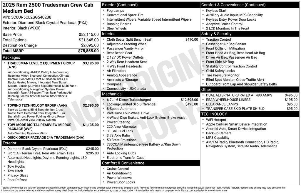 new 2025 Ram 2500 car, priced at $67,645