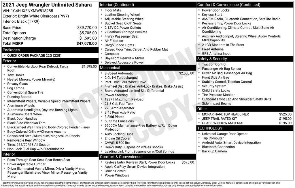 used 2021 Jeep Wrangler Unlimited car, priced at $32,000