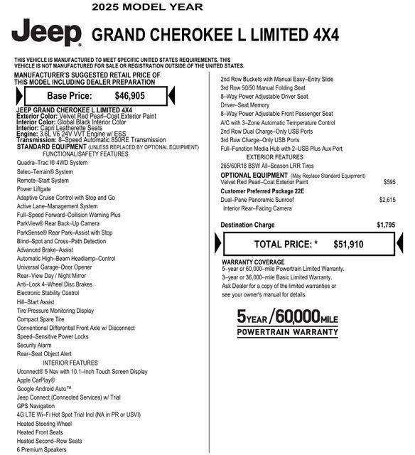 used 2025 Jeep Grand Cherokee L car, priced at $40,374