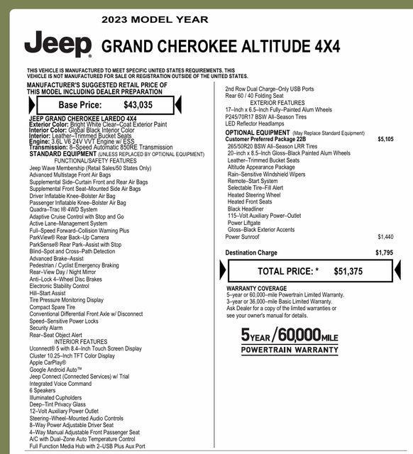 used 2023 Jeep Grand Cherokee car, priced at $28,974