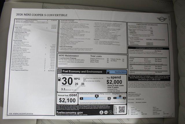 new 2026 MINI Convertible car, priced at $46,950