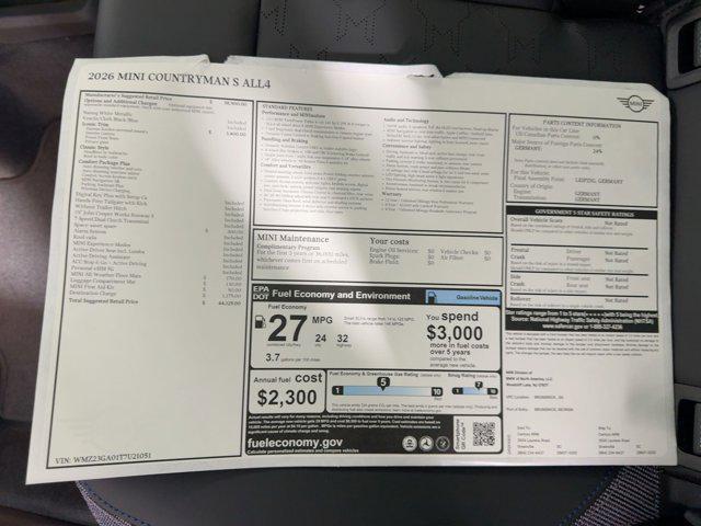 new 2026 MINI Countryman car, priced at $44,125