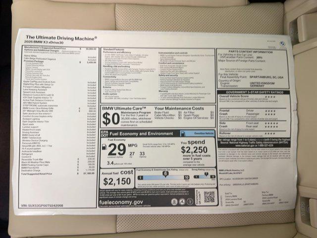 new 2026 BMW X3 car, priced at $57,185