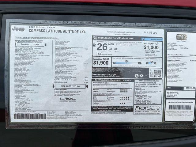 new 2026 Jeep Compass car, priced at $34,444