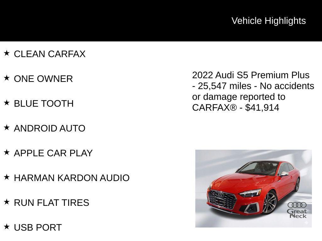 used 2022 Audi S5 car, priced at $41,914