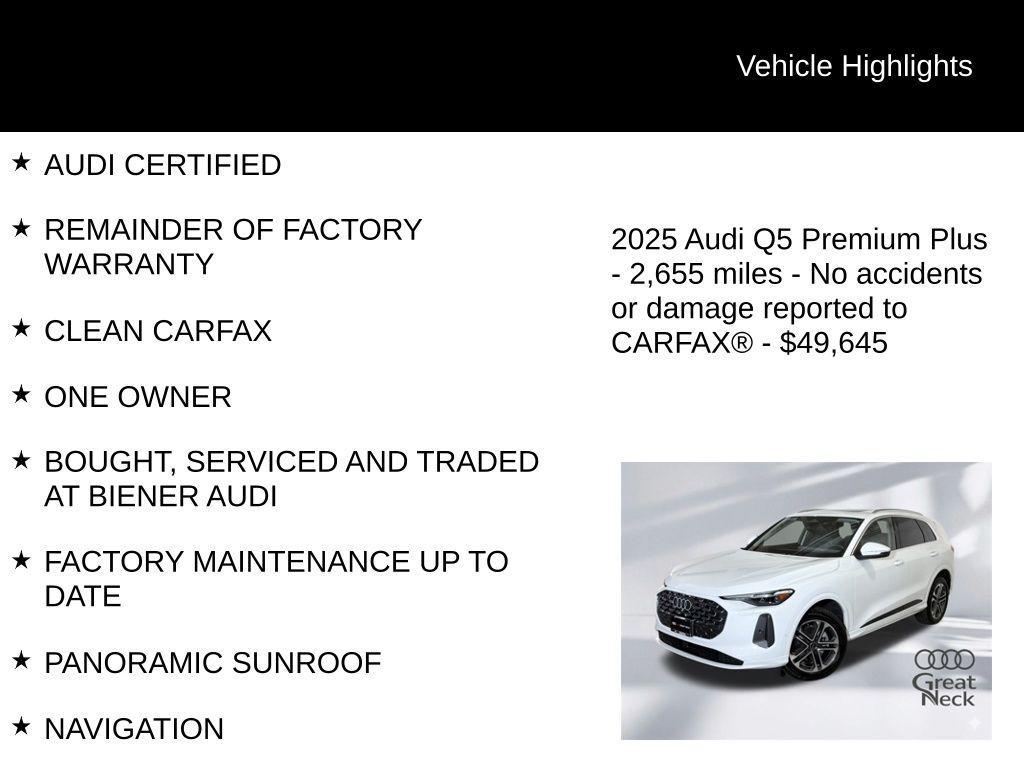 used 2025 Audi Q5 car, priced at $49,645