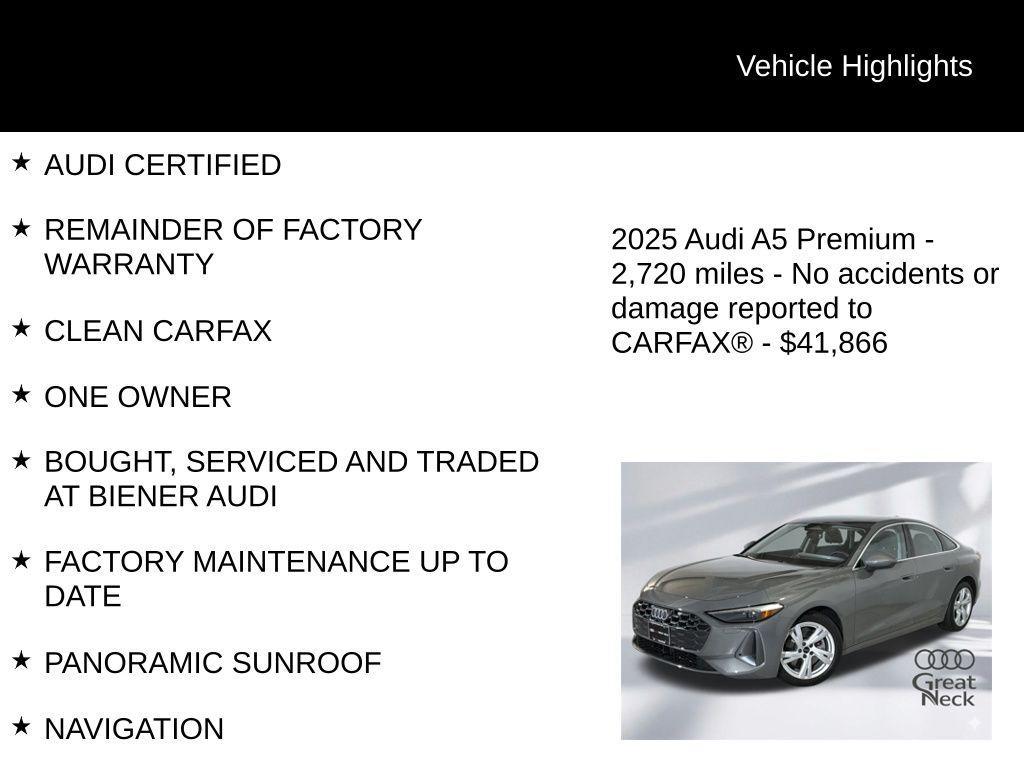 used 2025 Audi A5 car, priced at $41,866