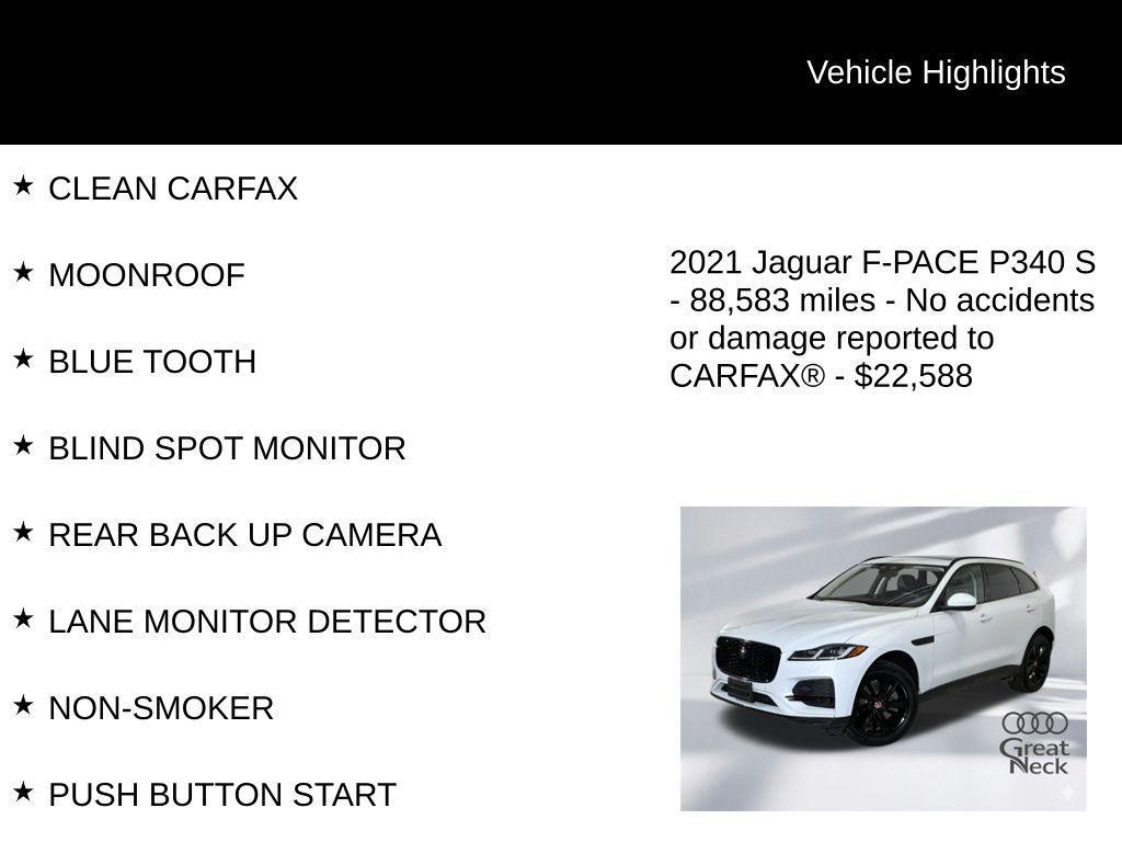 used 2021 Jaguar F-PACE car, priced at $22,588