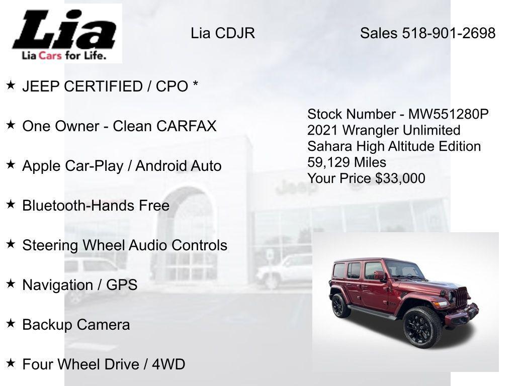used 2021 Jeep Wrangler Unlimited car, priced at $33,000