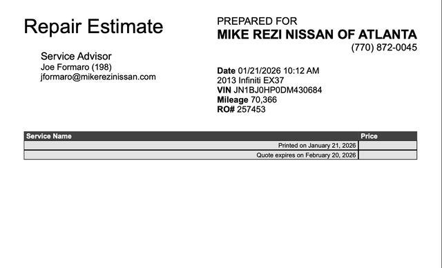 used 2013 INFINITI EX37 car, priced at $10,988