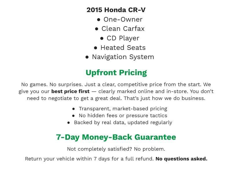 used 2015 Honda CR-V car, priced at $14,990