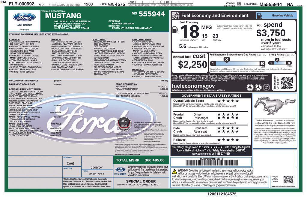 used 2021 Ford Mustang car, priced at $48,697