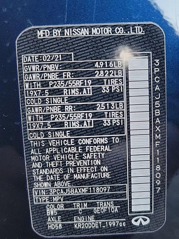 used 2021 INFINITI QX50 car, priced at $16,238