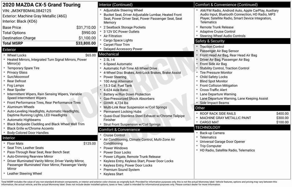 used 2020 Mazda CX-5 car, priced at $20,497