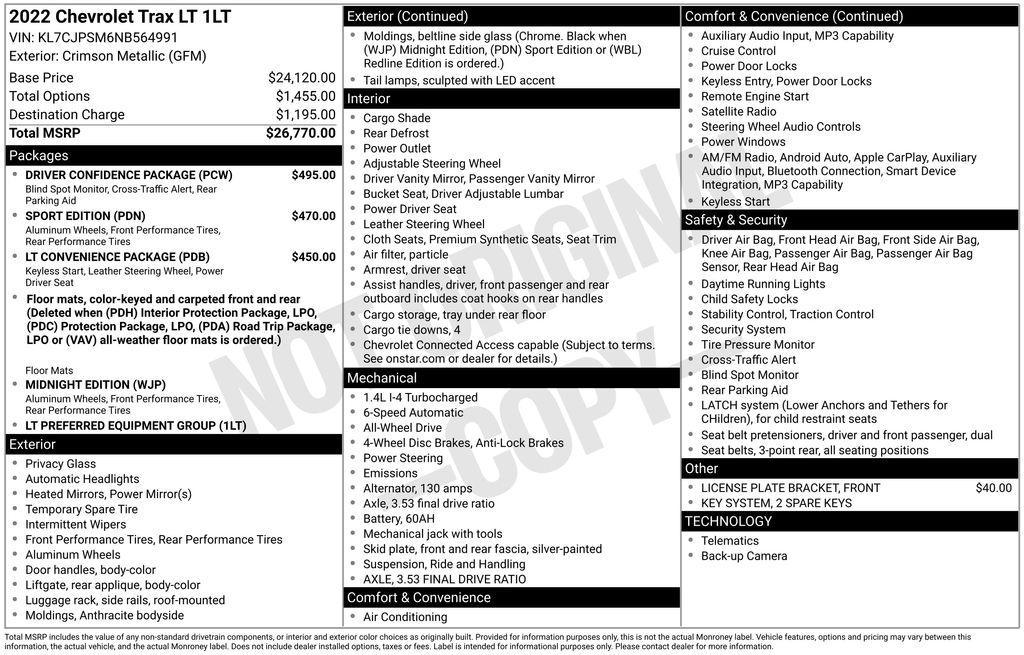 used 2022 Chevrolet Trax car, priced at $19,435