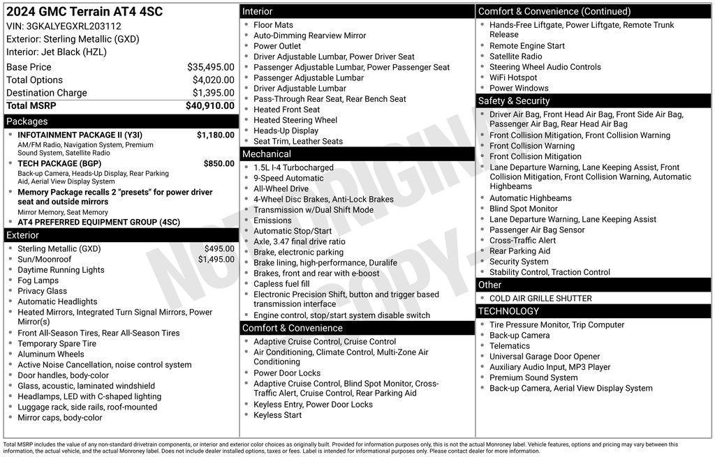 used 2024 GMC Terrain car, priced at $30,420