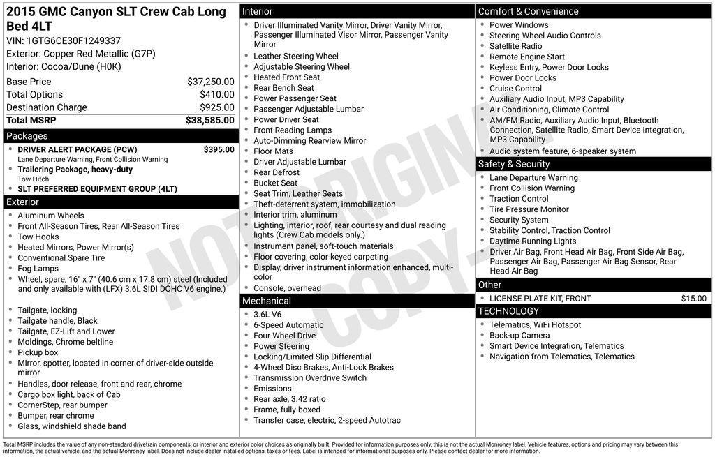 used 2015 GMC Canyon car, priced at $19,730