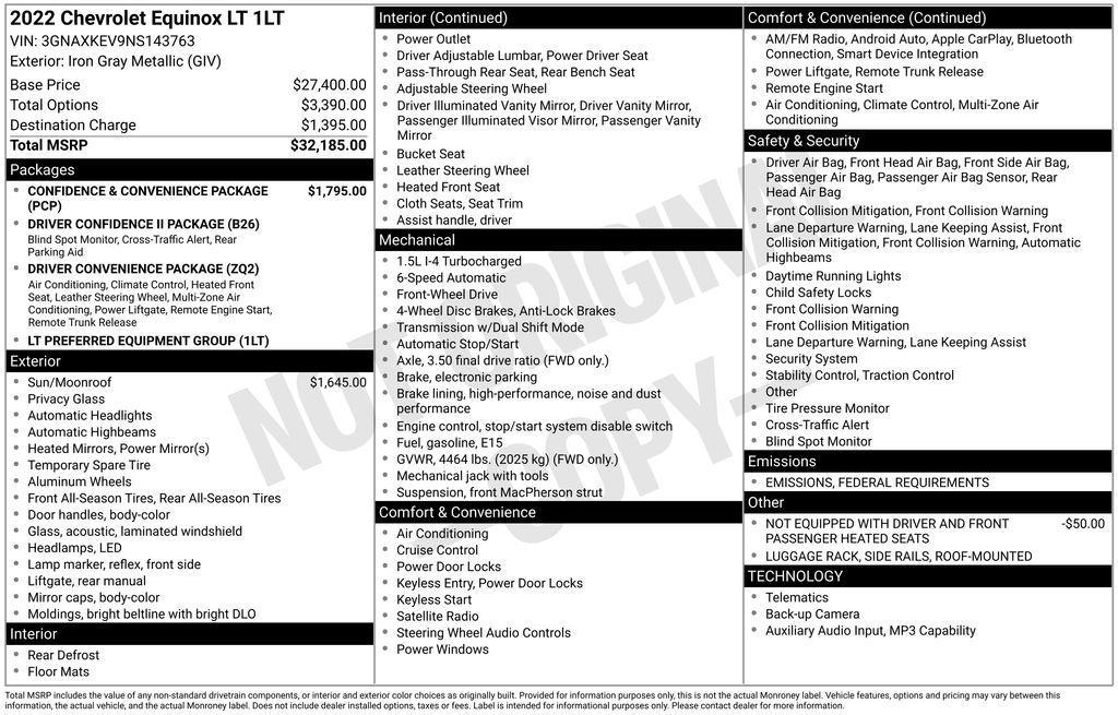 used 2022 Chevrolet Equinox car, priced at $19,286