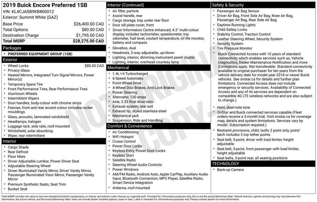 used 2019 Buick Encore car, priced at $13,208