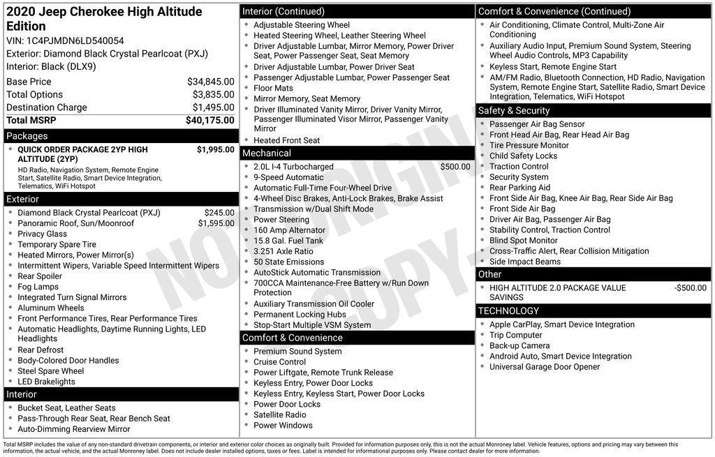 used 2020 Jeep Cherokee car, priced at $22,255