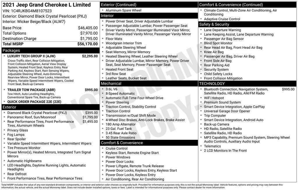 used 2021 Jeep Grand Cherokee L car, priced at $27,443