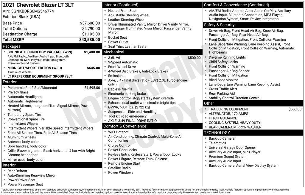 used 2021 Chevrolet Blazer car, priced at $21,935