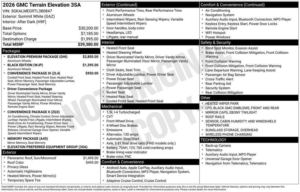 new 2026 GMC Terrain car, priced at $36,303