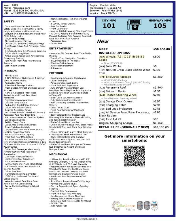 used 2023 Mercedes-Benz EQB 300 car, priced at $35,886